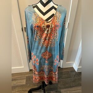 Bohemian Blue and Orange Dress